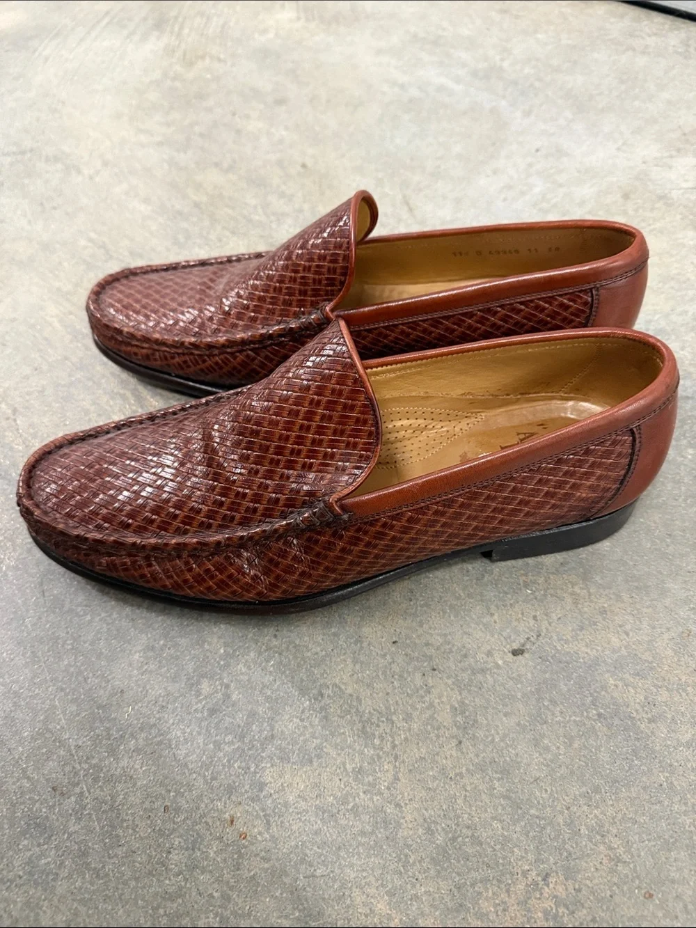 Allen Edmonds Woven Leather Slip-On Loafers in Dark Brown